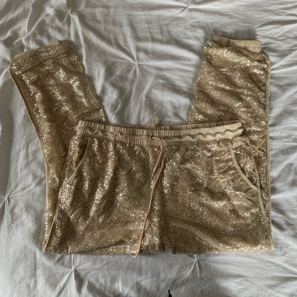 Honey Punch Sequin Womens Joggers NWT